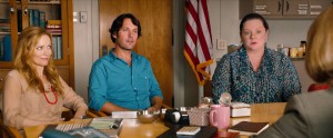 (L to R) Debbie (LESLIE MANN) and Pete (PAUL RUDD) suffer through a school intervention with Catherine (MELISSA MCCARTHY) in "This Is 40." ©Universal Studios.