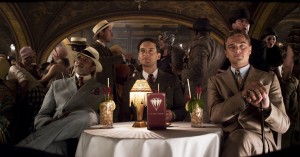 (L-r) AMITABH BACHCHAN as Meyer Wolfshiem, TOBEY MAGUIRE as Nick Carraway and LEONARDO DiCAPRIO as Jay Gatsby in "THE GREAT GATSBY." ©Warner Bros. Pictures.