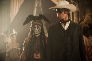 L to R: Johnny Depp as Tonto and Armie Hammer as The Lone Ranger in "THE LONE RANGER." ©Disney Enterprises/Jerry Bruckheimer Inc. CR: Peter Mountain.