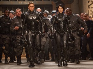 (l-r) Raleigh Beckett (Charlie Hunnam) and Mako Mori (Rino Kikuch) get ready for battle in "Pacific Rim." ©Warner Bros. Entertainment/Legendary Pictures Funding. CR: Kerry Hayes.