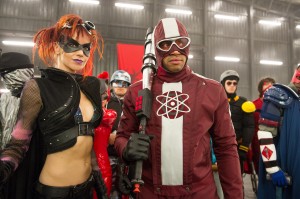 Night Bitch (LINDY BOOTH) and Dr. Gravity (DONALD FAISON) ready for war in the follow-up to 2010's irreverent global hit: "Kick-Ass 2".  ©Universal Studios. CR: Daniel Smith.