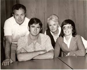 Billie Jean King with family: (l to r) Bill Moffitt (father), Randy Moffitt (brother), Betty Moffitt (mother), and Billie Jean King (nÈe Moffitt). ©Billy Jean King Enterprises.