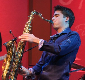 Vincent Ingala showing off his saxophone prowess during a recent show. ©Michael Hixon.