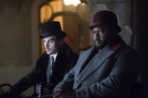(l-r) Jonathan Rhys Meyers as Alexander Grayson, Nonso Anozie as R.M. Renfield in the NBC Series "DRACULA." ©NBCUniversal Media. CR: Jonathon Hession.