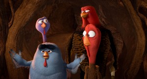 (Front) AMOS (Carlos Alazraqui, left) and FURLEY, with (Back) REGGIE (Owen Wilson, left) and JAKE (Woody Harrelson, right) in Relativity Media's "FREE BIRDS.”  ©Turkey's Films LLC. CR: Reel FX and Relativity