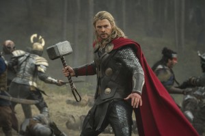 Thor (Chris Hemsworth) in battle stance in "Marvel's Thor: The Dark World." © 2013 MVLFFLLC.  TM & © 2013 Marvel.  CR: Jay Maidment