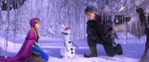 (L-R) ANNA (Kristen Bell), OLAF (Josh Gad), KRISTOFF (Jonathan Groff) and SVEN in "FROZEN."  ©2013 Disney.