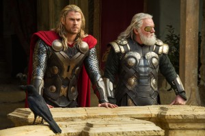 L to R: Thor (Chris Hemsworth) and Odin (Anthony Hopkins) in "Marvel's Thor: The Dark World." © 2013 MVLFFLLC. TM & © 2013 Marvel. All Rights Reserved.