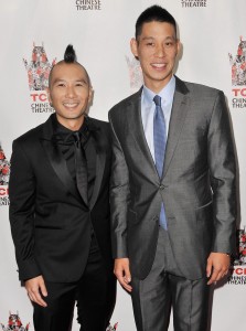 (l-r) Director Evan Jackson Leong with Jeremy Lin at special screening of "Linsanity" held at the TCL Chinese Theatres in Hollywood, CA. ©Front Row Features/Pacific Rim Photo Press.
