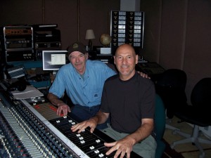 Mike PInder (right) mixing his music. FRF Photo.