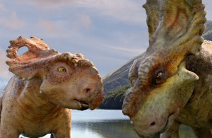 Patchi, left, with his older brother Scowler in "Walking With Dinosaurs." ©20th Century Fox.