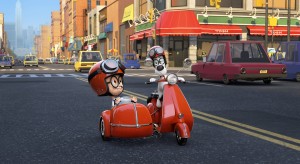Mr. Peabody (Ty Burell) and his boy Sherman (Max Charles) travel in style, even when they're not journeying through time in "MR. PEABOYD & SHERMAN." ©Dreamworks Animations LLC./Ward Productions.