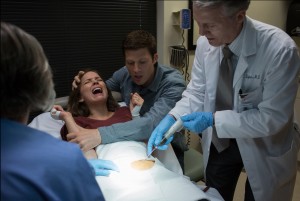 A routine medical procedure becomes a nightmare for Sam (Allison Miller) and her husband Zach (Zach Gilford) in "Devil's Due." ©20th Cnetury Fox. CR: Michele Short.
