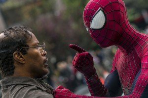 Jamie Foxx and Andrew Garfield as Spider-Man star in Columbia Pictures' "The Amazing Spider-Man." ©Columbia PIctures Industries. CR: Niko Tavernise.