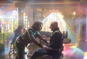 (l-r) Young Charles Xavier (James McAvoy) meets his older self (Patrick Stewart) in the future in the film "X-Men: Days of Future Past." ©Marvel/20th Century Fox. CR: Alan Markfield.