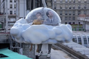 Colin (Romain Duris) and Chloé (Audrey Tautou) go on an adventure in a cloud-shaped gondola car in Drafthouse Films’ "Mood Indigo." ©Drafthouse.