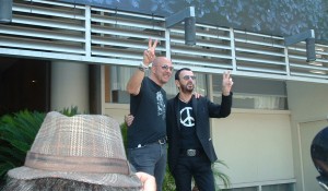 (l-r) John Varvatos and Ringo Starr at "The Peace & Love Fund" kickoff held at the Capitol Records Building in Hollywood, Ca on Monday, July 8, 2014. Photo by Angela Dawson/FRFW.