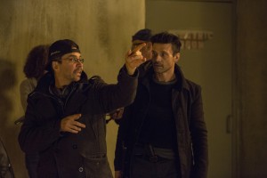 (L to R) Writer/director JAMES DEMONACO and FRANK GRILLO as Leo on the set of "The Purge: Anarchy." ©Universal Pictures. CR: Justin Lubin.