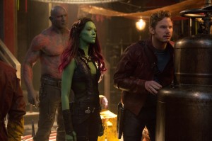 (l-r) Drax the Destroyer (Dave Bautista) , Gamora (Zoe Saldana) & Peter Quill/Star-Lord (Chris Pratt) star in "Marvel's Guardians Of The Galaxy." ©Marvel. CR Jay Maidment.