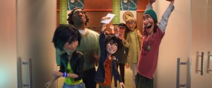 (L-R): GoGo Tomago, Wasabi, Hiro, Tadashi, Honey Lemon and Fred in "Big Hero 6." ©2014 Disney. All Rights Reserved.