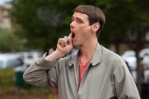 JIM CARREY reprises his signature role as Lloyd Christmas in the sequel to the smash hit that took the physical comedy and kicked it in the nuts: "Dumb and Dumber To." ©Universal Studios. CR: Hopper Stone.