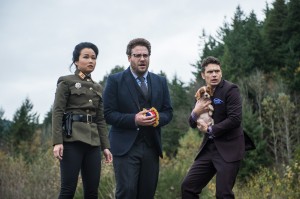 Sook (Diana Bang) with Aaron (Seth Rogen) and Dave (James Franco) in Columbia Pictures' THE INTERVIEW. ©CTMG. CR: Ed Araquel.