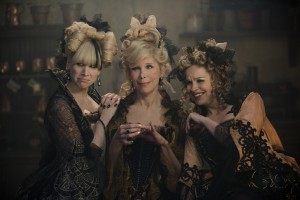 Lucy Punch, Christine Baranski and Tammy Blanchard bring Cinderella’s evil stepsisters and stepmother to life in INTO THE WOODS. ©Disney Enterprises. CR: Peter Mountain.