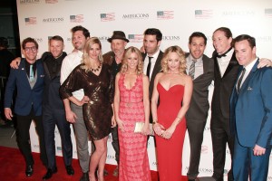 Group shot of cast and crew arrives on the red carpet of the premiere of AMERICONS held at the Arclight Theaters in Hollywood, CA on Thursday, January 22, 2015. ©Theresa Bouche