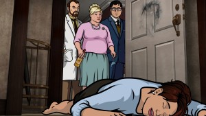 (L-R) Dr. Krieger (voice of Lucky Yates), Pam Poovey (voice of Amber Nash), Cyril Figgis (voice of Chris Parnell), Cheryl Tunt (voice of Judy Greer) in ARCHER. ©FX.