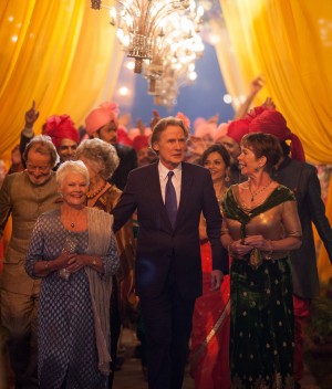 Judi Dench as "Evelyn Greenslade," Bill Nighy as "Douglas Ainslie," and Celia Imrie as "Madge Hardcastle in THE SECOND BEST EXOTIC MARTIGOLD HOTEL. ©20th Century Fox. CR: Laurie Sparham.
