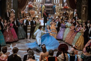 (center) Lily James is Cinderella and Richard Madden is the Prince in Disney's live-action feature inspired by the classic fairy tale, CINDERELLA. ©Disney Enterprises. CR: Jonathan Olley.