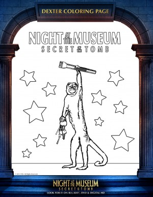 NIGHT AT THE MUSEUM: SECRET OF THE TOMB special Dexter Coloring Page. ©20th Century Fox Home Entertainment.