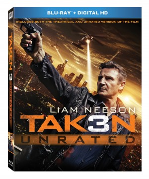 TAKEN 3 (Blu-ray / DVD cover art). ©20th Century Fox.