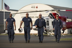(l-r) Todd Willaims as Marcus, Dwayne Johnson as Ray, Matt Gerard as Harrison and Colton Hayes as Joby in SAN ANDREAS. ©Warner Bros. Entertainment. CR: Jasin Boland.