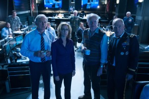 (L-R): Victor Garber as The Vice-President, Felicity Huffman as The CIA Director, Jim Broadbent as Herbert and Ted Levine as General Underwood in the action film “BIG GAME.” ©EuropaCorp.