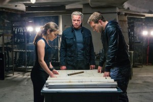 Left to right: Emilia Clarke plays Sarah Connor, Arnold Schwarzenegger plays the Terminator, and Jai Courtney plays Kyle Reese in TERMINATOR GENISYS. ©Paramount Pictures. CR: Melinda Sue Gordon.