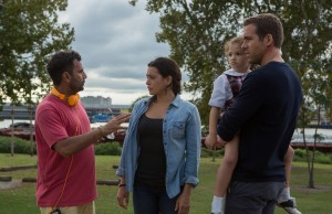 (l-r.) Director Tarsem Singh, actress Natalie Martinez, actress Jaynee-Lynne Kinchen, and actor Ryan Reynolds on location for Gramercy Pictures' provocative psychological science fiction thriller  SELF/LESS. ©Gramercy Pictures. CR: Hilary Bronwyn Gayle .
