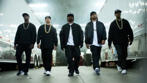 (L to R) MC Ren (ALDIS HODGE), DJ Yella (NEIL BROWN, JR.), Eazy-E (JASON MITCHELL), Ice Cube (O'SHEA JACKSON, JR.) and Dr. Dre (COREY HAWKINS) in STRAIGH OUTTA COMPTON. ©Universal Studios. CR Jaimie Trueblood.