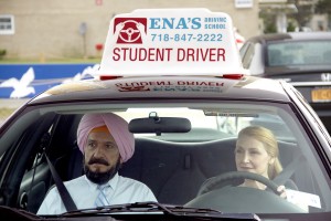 (l to r) Ben Kingsley stars as Darwan and Patricia Clarkson as Wendy in Broad Green Pictures LEARNING TO DRIVE. ©Broad Green Pictures. CR: Linda Kallerus/Broad Green Pictures