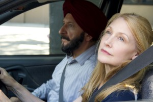 (l to r) Ben Kingsley stars as Darwan and Patricia Clarkson as Wendy in Broad Green Pictures upcoming release, LEARNING TO DRIVE. ©Broad Green Pictures. CR: Linda Kallerus/Broad Green Pictures