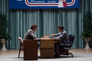 Liev Schreiber (left) stars as Boris Spassky and Tobey Maguire (right) stars as Bobby Fischer in Edward Zwick's PAWN SACRIFICE. ©Bleecker Street.