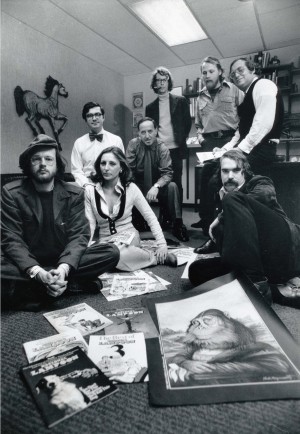 Henry Beard, Michael Gross, Matty Simmons, Brian McConnachie, Len Mogel , Michael O’Donoghue, Barbara Atti, and David Kaestle in DRUNK STONED BRILLIANT DEAD: THE STORY OF THE NATIONAL LAMPOON. ©Magnolia Pictures.