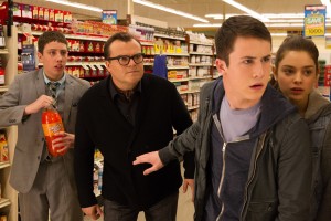 (l-r) Ryan Lee, Jack Black, Dylan Minnette and Odeya Rush star in Columbia Pictures' GOOSEBUMPS. ©CTMG. CR: Hopper Stone/SMPSP.