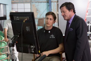 (l-r) Director David Gordon Green and Joaquim De Almeida on the set of oUR BRAND IS CRISIS. Produced by George Clooney. ©Warner Bros. Entertainment/Ratpac Dune Entertainment. CR: Patti Perret.
