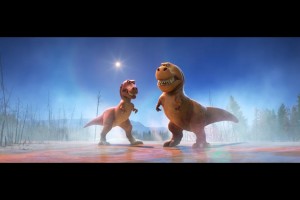 Dinosaurs ready to fight in THE GOOD DINOSAUR. ©Disney/Pixar.