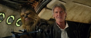 (l-r) Chewbacca (Peter Mayhew) and Han Solo (Harrison Ford) in STAR WARS: THE FORCE AWAKENS. ©Lucasfilm.