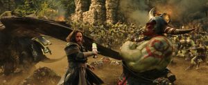 Commander Anduin Lothar (TRAVIS FIMMEL) defends himself against an orc from The Horde in Duncan Jones' WARCRAFT. ©Universal Pictures / Legendary Pictures / ILM.