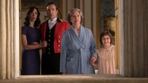 Disney's THE BFG is the imaginative story of a young girl named Sophie (Ruby Barnhill, right) and the Big Friendly Giant (Oscar (TM) winner Mark Rylance) who introduces her to the wonders and perils of Giant Country   Penelope Wilton is the Queen (center), Rebecca Hall is Mary (left) and Rafe Spall is Mr. Tibbs. Directed by Steven Spielber. ©Storyteller Distribution Co, LLC.