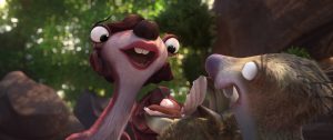 A lovelorn Sid (voiced by John Leguizamo) proposes to his lady friend, Francine (voiced by Melissa Rauch) —on their first date in ICE AGE: COLLISON COURSE. ©20th Century Fox. CR: Blue Sky Studios