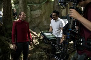 (l-r) Simon Pegg and Director Justin Lin on the set of STAR TREK BEYOND. ©Paramount Pictures. CR: Kimberley French.